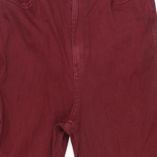 Classic Womens Red Cotton Straight Jeans Size 12 L25 in Regular Zip - Short Leg