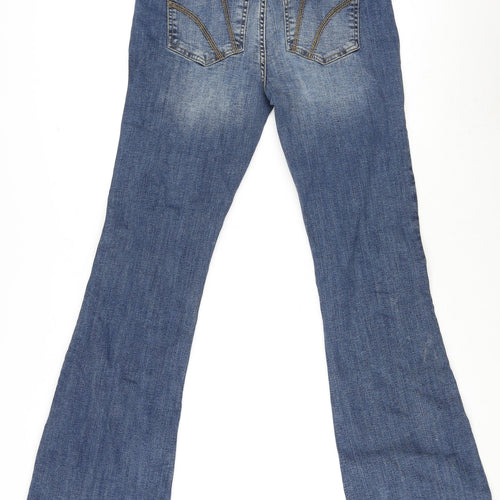 Missguided Womens Blue Cotton Flared Jeans Size 12 L29 in Regular Zip