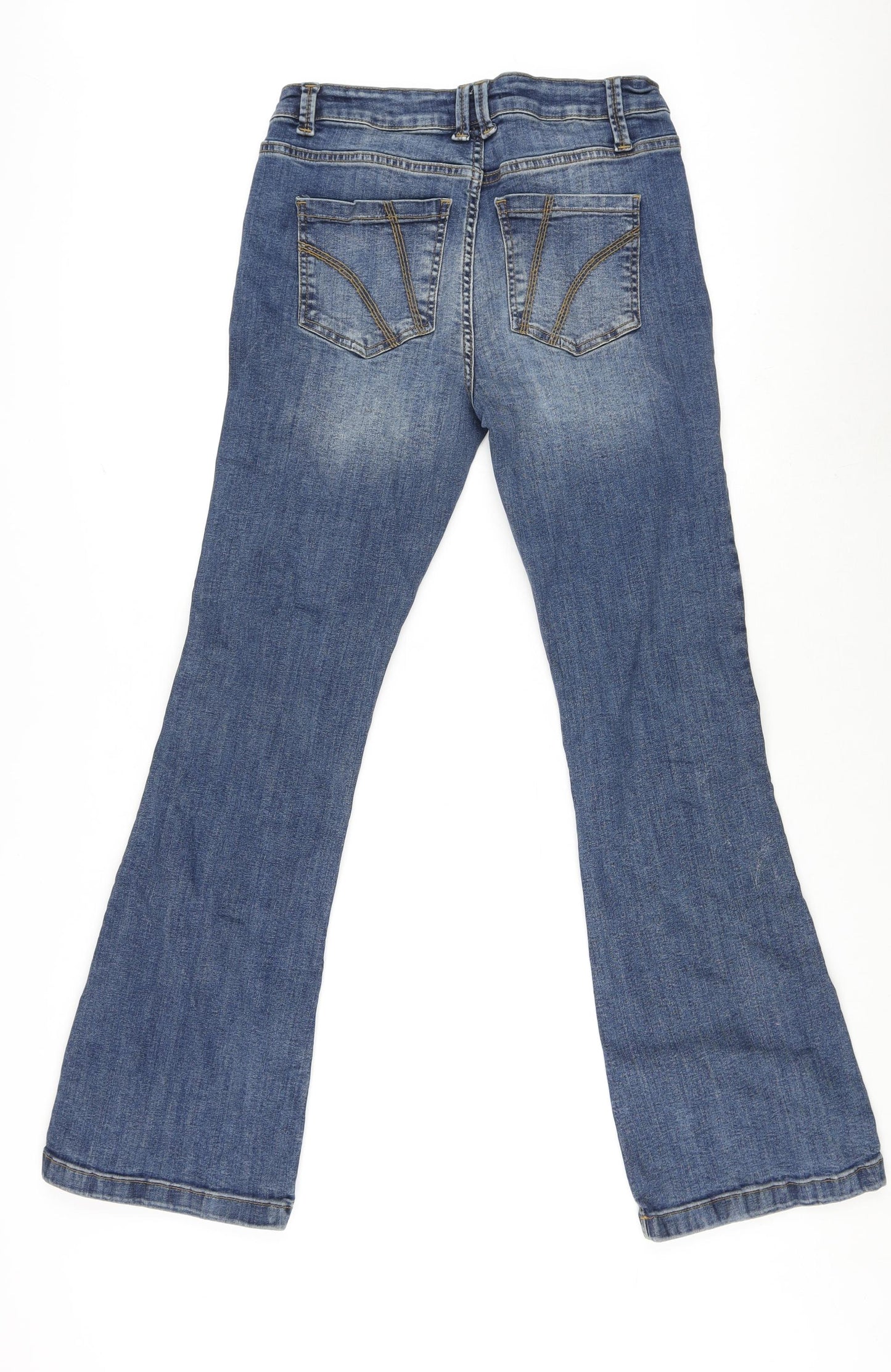 Missguided Womens Blue Cotton Flared Jeans Size 12 L29 in Regular Zip