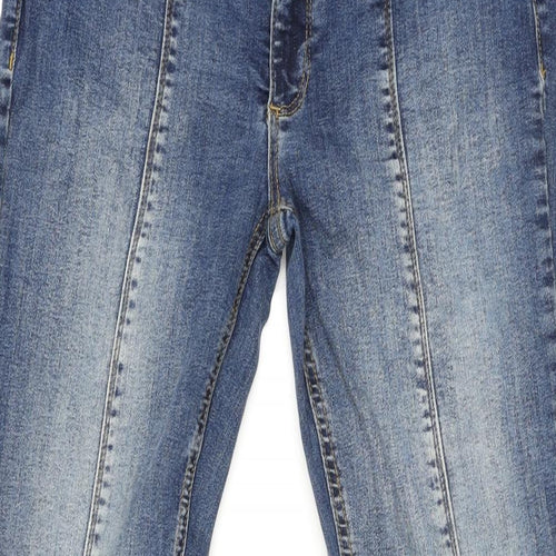 Missguided Womens Blue Cotton Flared Jeans Size 12 L29 in Regular Zip