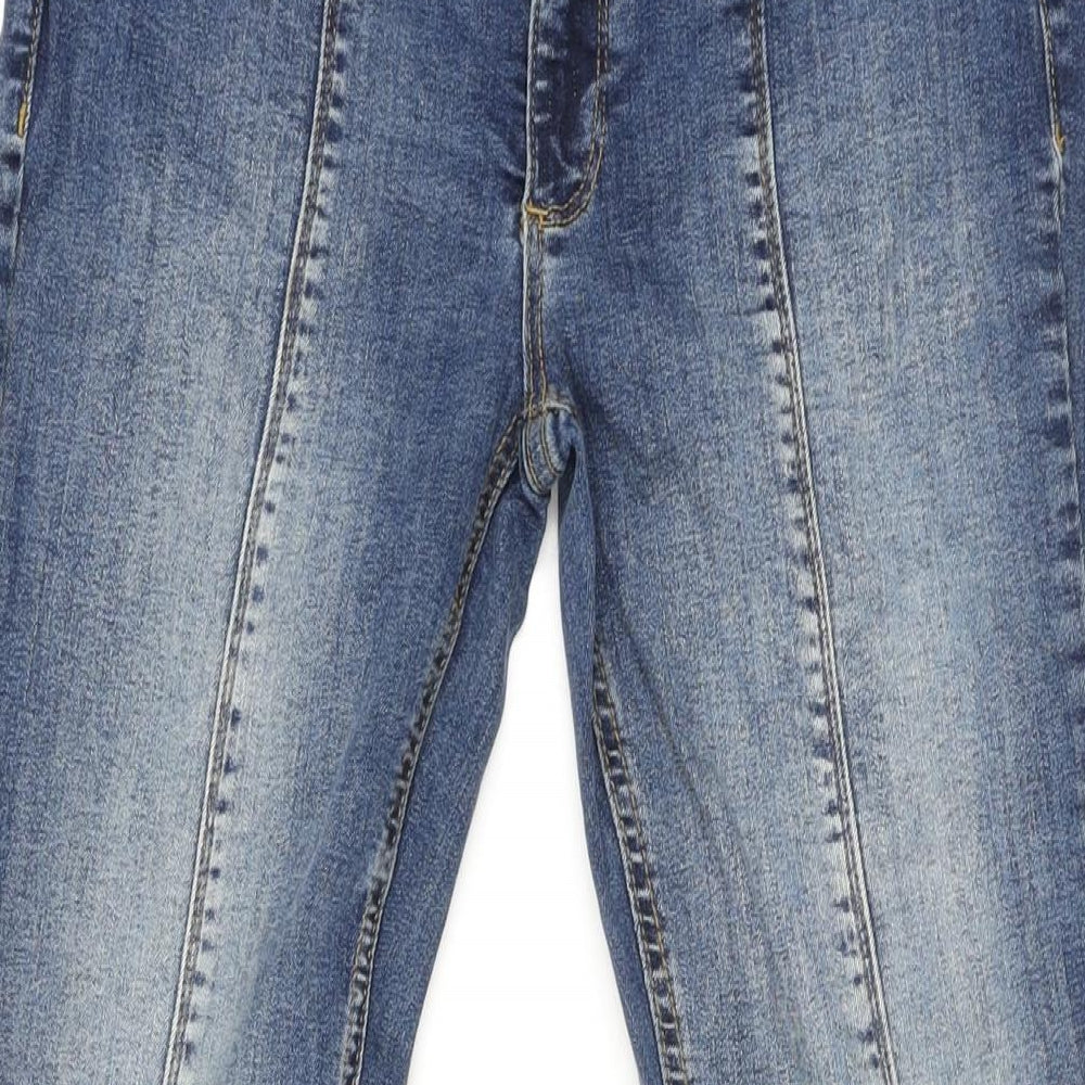 Missguided Womens Blue Cotton Flared Jeans Size 12 L29 in Regular Zip