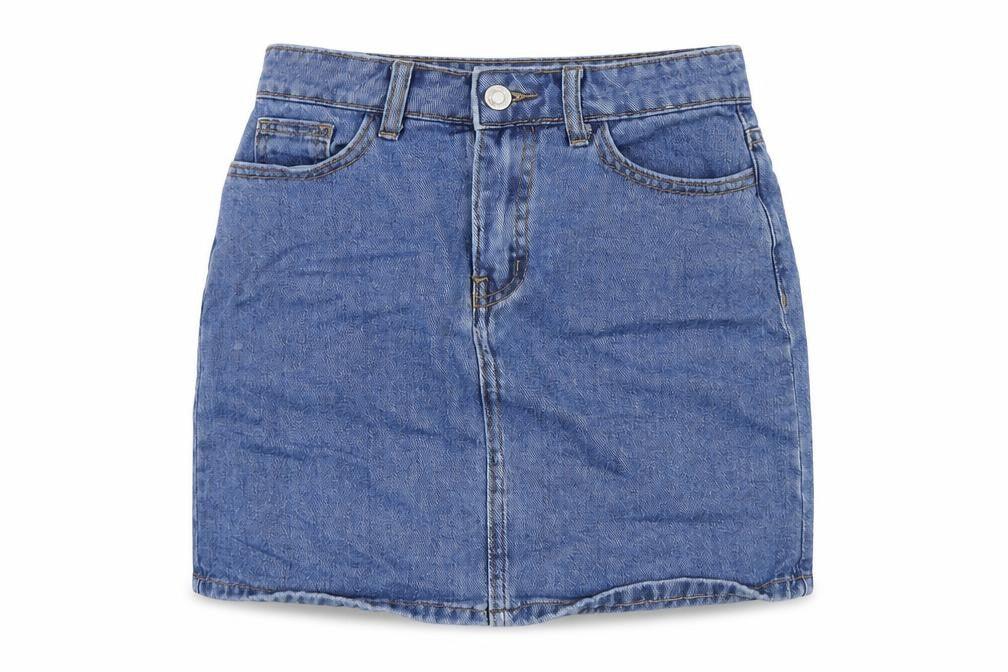 Denim & Co. Womens Blue Cotton Mini Skirt Size 6 Zip