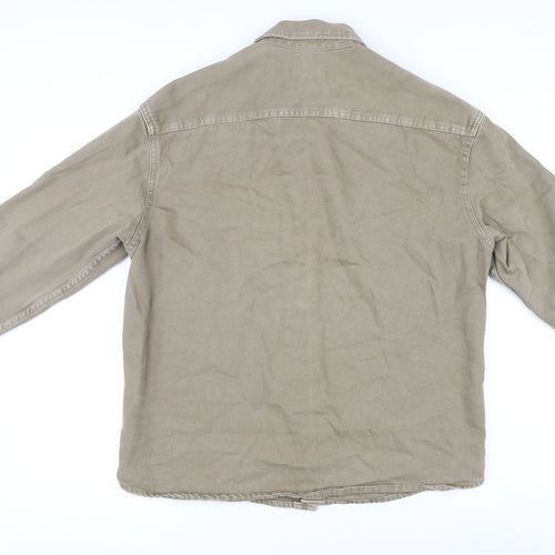 H&M Mens Brown Cotton Button-Up Size S Collared Button