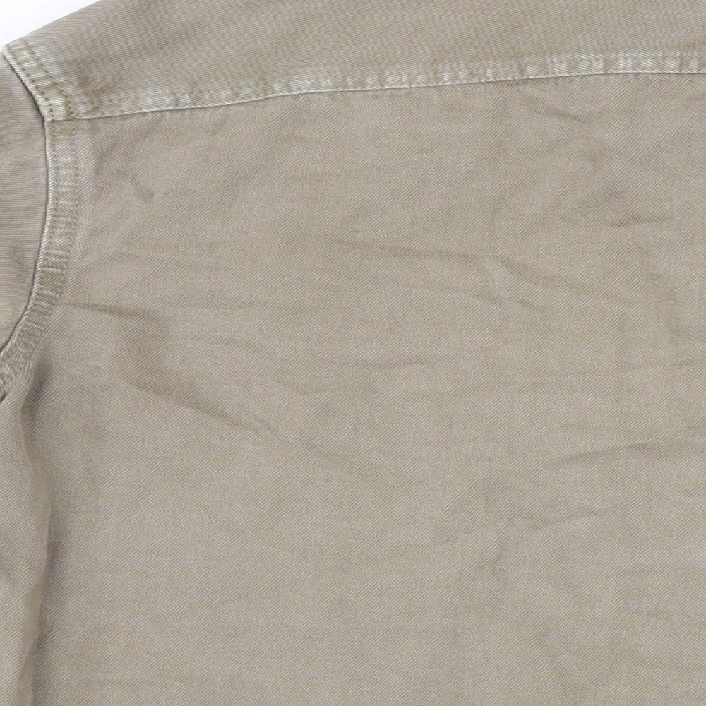 H&M Mens Brown Cotton Button-Up Size S Collared Button