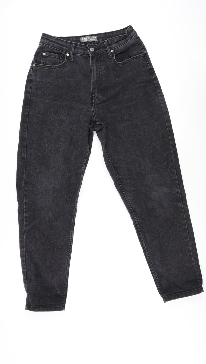 Denim & Co. Womens Grey Cotton Wide-Leg Jeans Size 12 L27 in Regular Zip