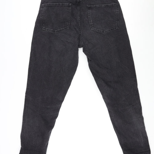Denim & Co. Womens Grey Cotton Wide-Leg Jeans Size 12 L27 in Regular Zip