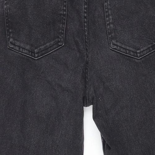 Denim & Co. Womens Grey Cotton Wide-Leg Jeans Size 12 L27 in Regular Zip
