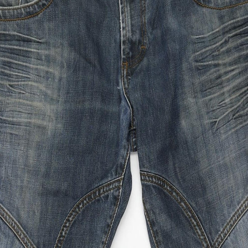 Henleys Mens Blue Cotton Straight Jeans Size 34 in L31 in Regular Zip