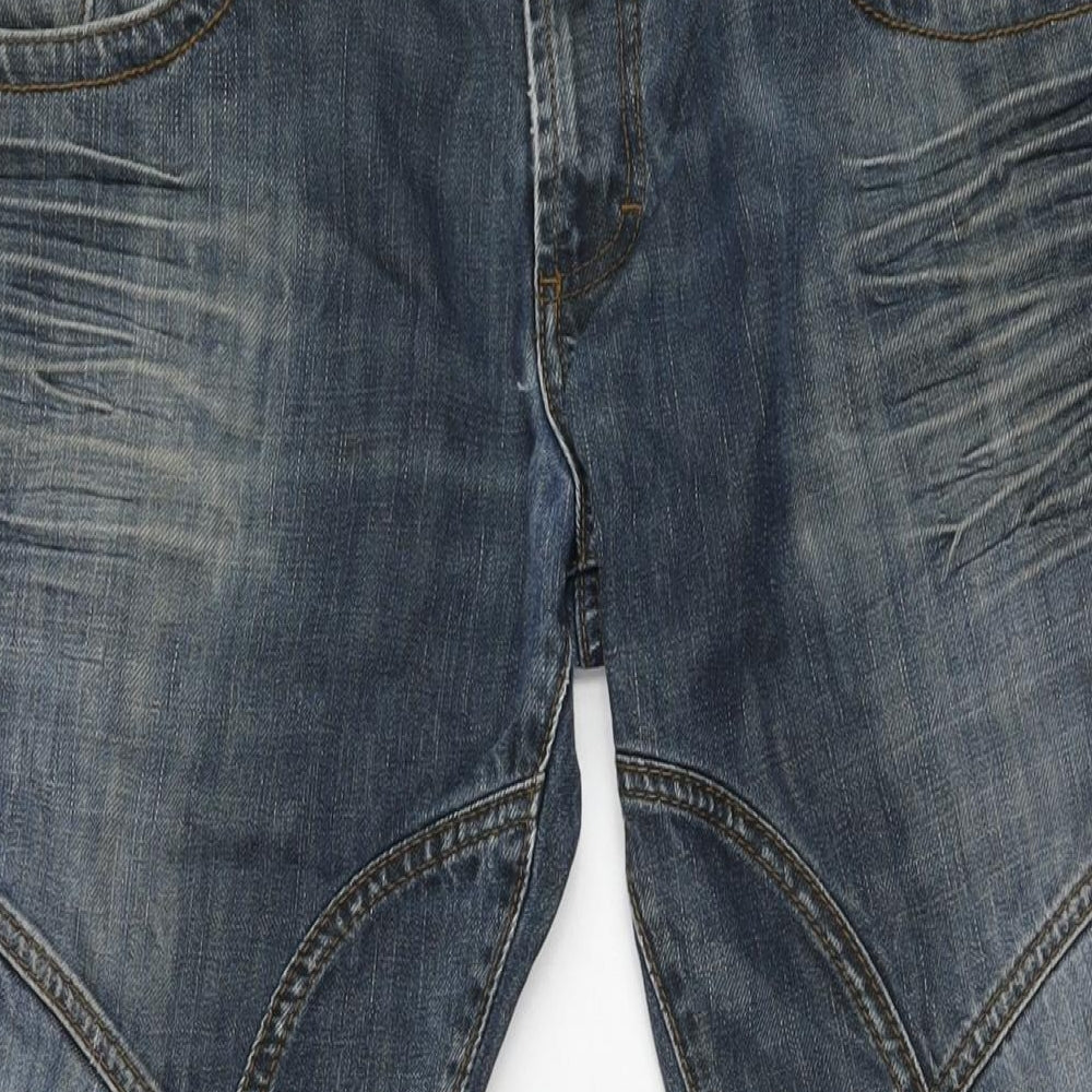 Henleys Mens Blue Cotton Straight Jeans Size 34 in L31 in Regular Zip
