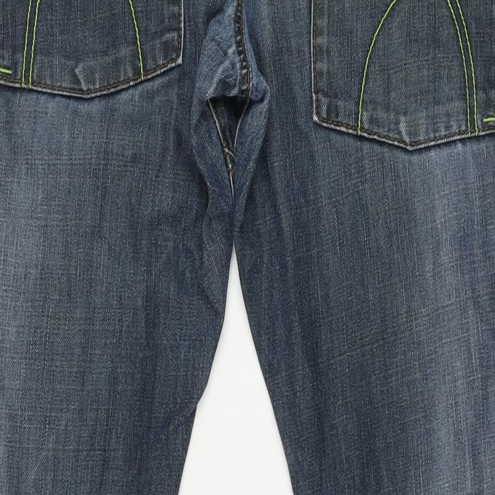 Henleys Mens Blue Cotton Straight Jeans Size 34 in L31 in Regular Zip