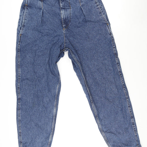 Zara Womens Blue Cotton Straight Jeans Size 14 L27 in Regular