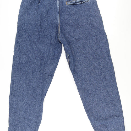 Zara Womens Blue Cotton Straight Jeans Size 14 L27 in Regular