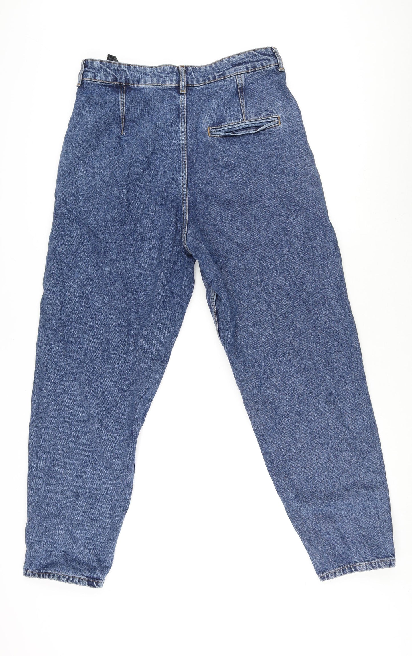 Zara Womens Blue Cotton Straight Jeans Size 14 L27 in Regular