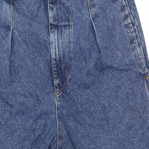 Zara Womens Blue Cotton Straight Jeans Size 14 L27 in Regular