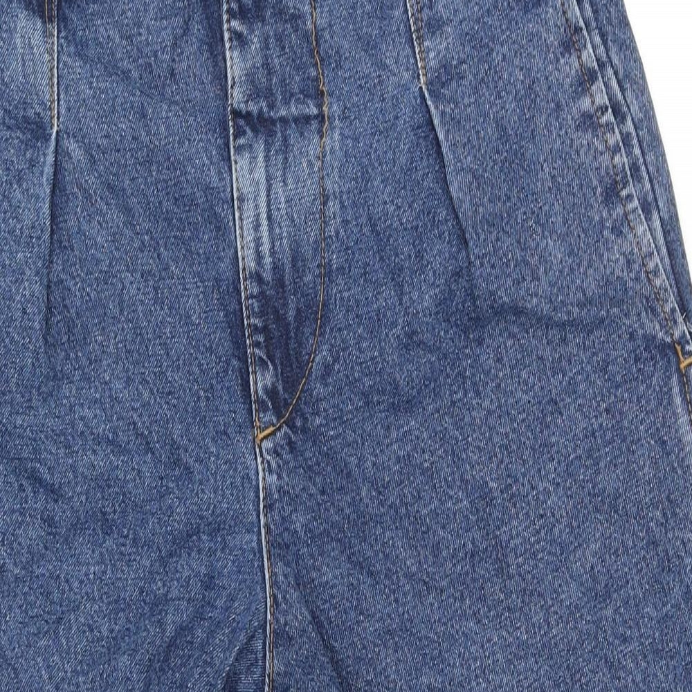Zara Womens Blue Cotton Straight Jeans Size 14 L27 in Regular
