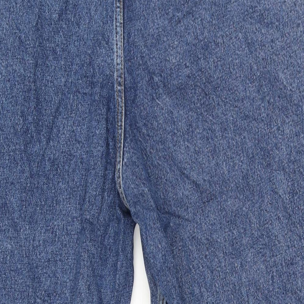 Zara Womens Blue Cotton Straight Jeans Size 14 L27 in Regular