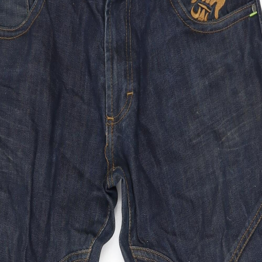Henleys Mens Blue Cotton Wide-Leg Jeans Size 34 in L29 in Regular Zip