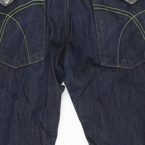 Henleys Mens Blue Cotton Wide-Leg Jeans Size 34 in L29 in Regular Zip