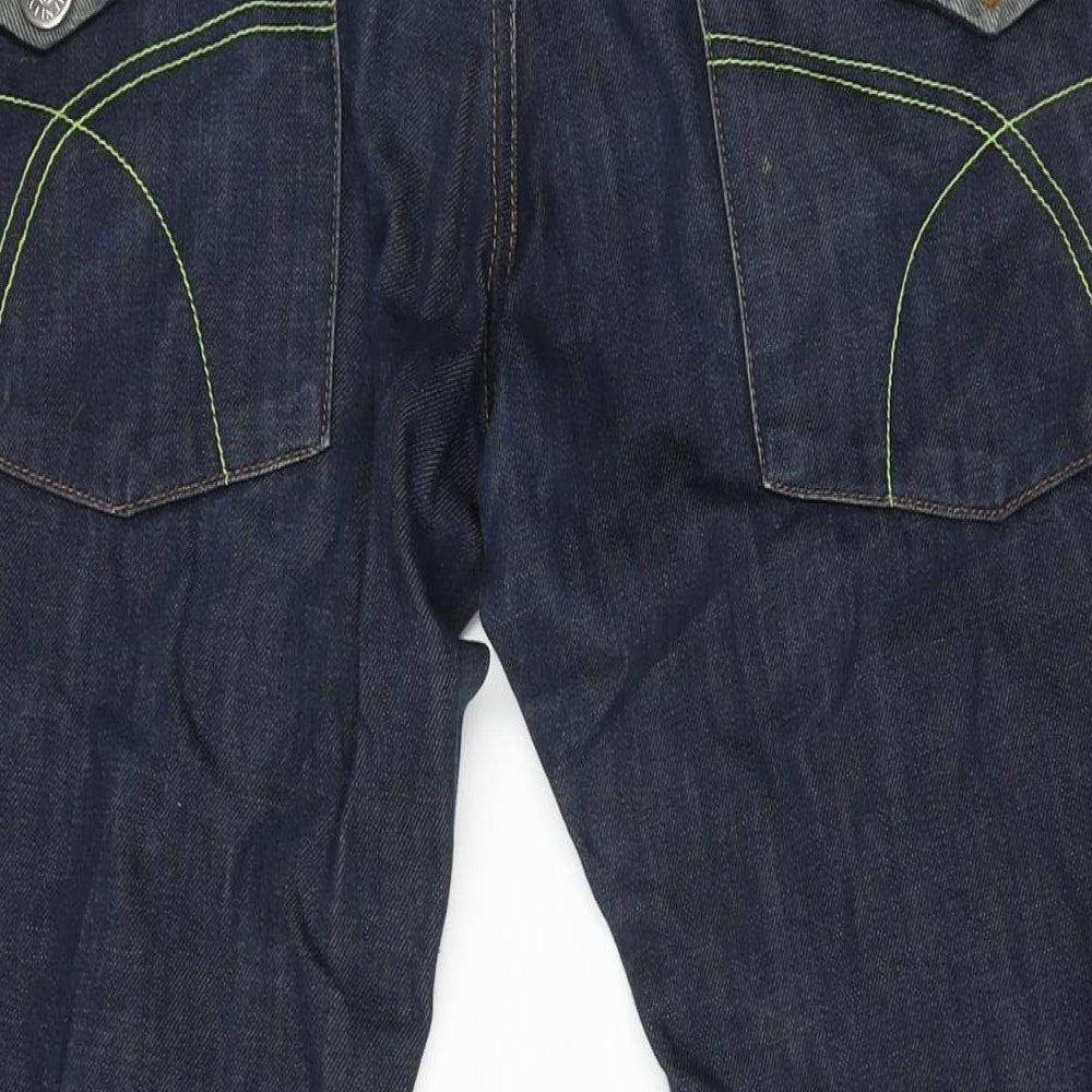Henleys Mens Blue Cotton Wide-Leg Jeans Size 34 in L29 in Regular Zip