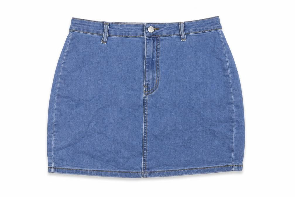 Don't Think Twice Womens Blue Cotton A-Line Skirt Size 12 Zip