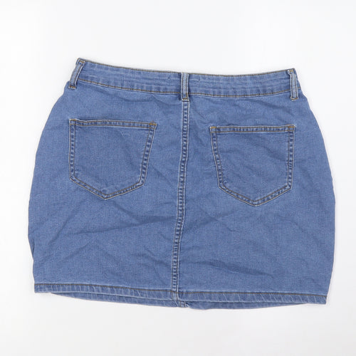 Don't Think Twice Womens Blue Cotton A-Line Skirt Size 12 Zip