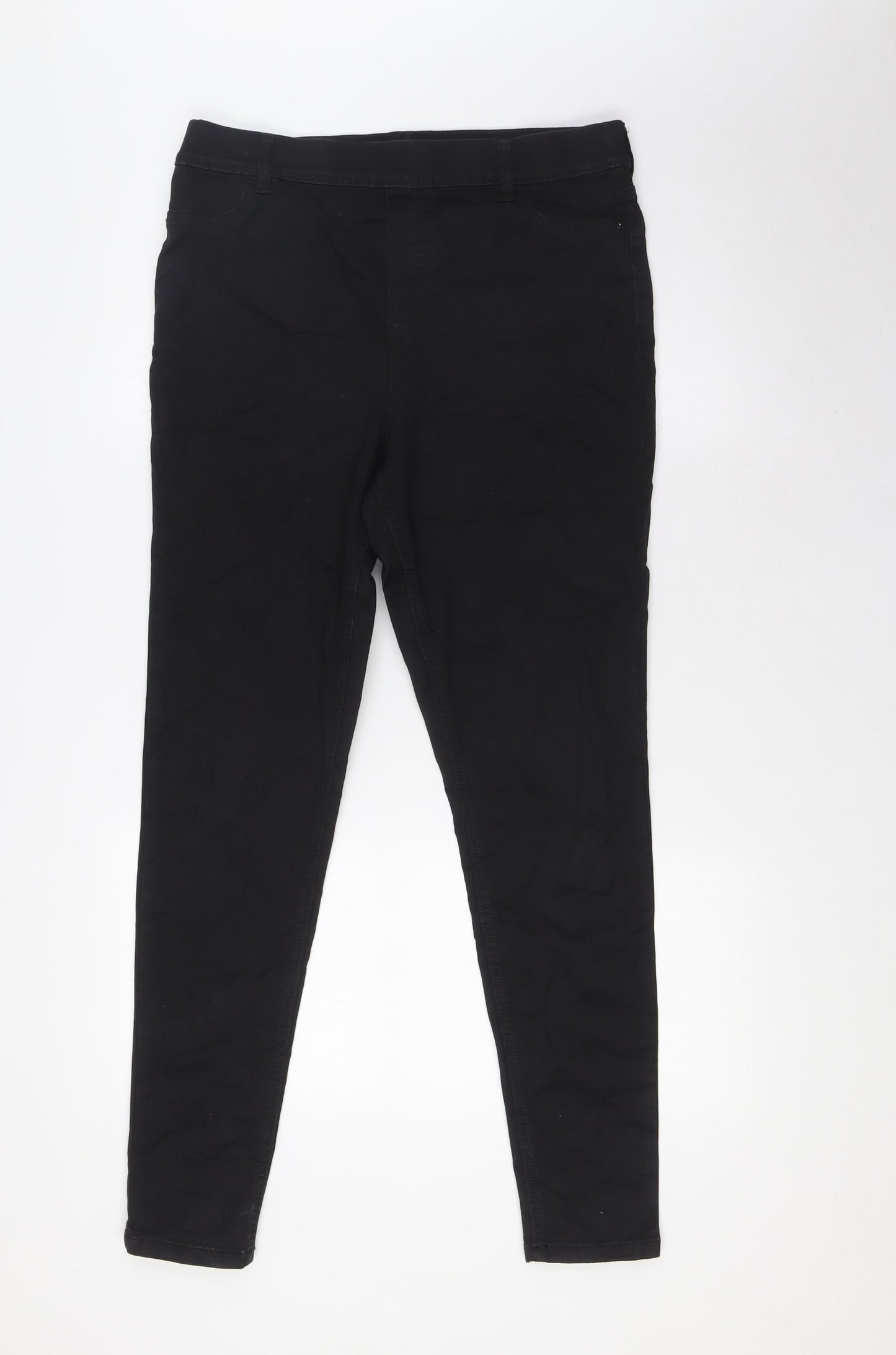 F&F Womens Black Cotton Jegging Jeans Size 14 L29.5 in Regular - Elasticated Waist