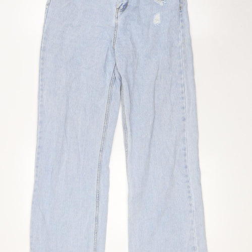 SEE SEE Womens Blue Cotton Wide-Leg Jeans Size 26 in L33 in Regular Zip - Raw Hem