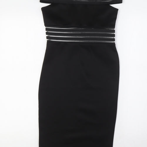 Boohoo Womens Black Polyester Bodycon Size 8 Off the Shoulder