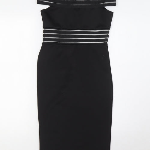 Boohoo Womens Black Polyester Bodycon Size 8 Off the Shoulder