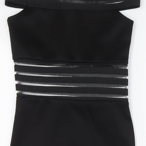 Boohoo Womens Black Polyester Bodycon Size 8 Off the Shoulder
