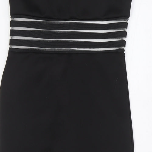 Boohoo Womens Black Polyester Bodycon Size 8 Off the Shoulder