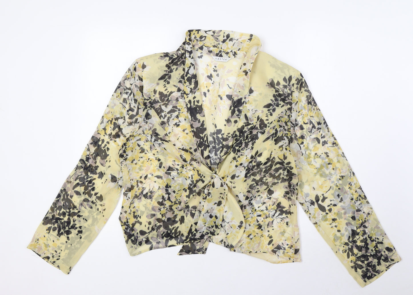 Eastex Womens Yellow Polyester Basic Blouse Size 16 V-Neck