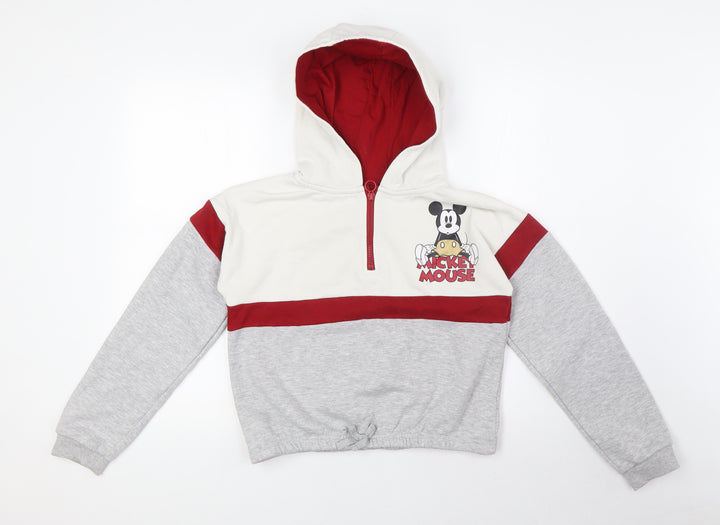 Disney Girls Multicoloured 100% Polyester Pullover Hoodie Size 12-13 Years - mickey mouse