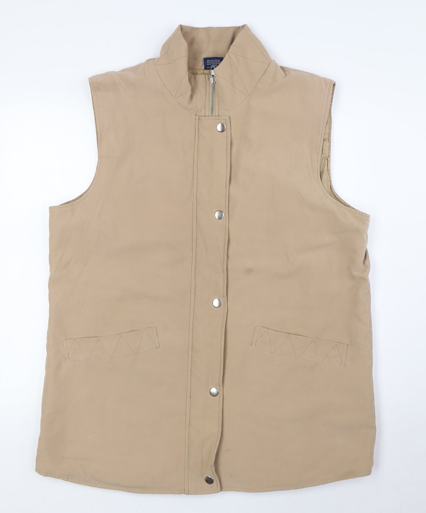 Spirit Womens Beige Gilet Waistcoat Size L Zip