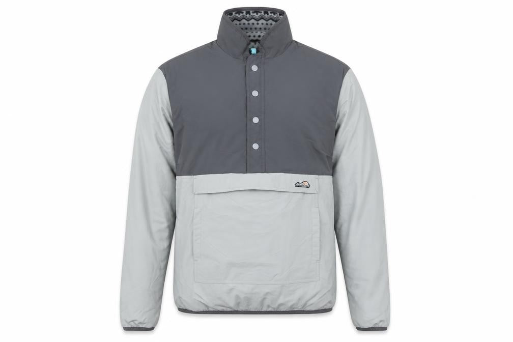 Front view of Chubbies women’s grey jacket, size S, zip - reversible, fleece