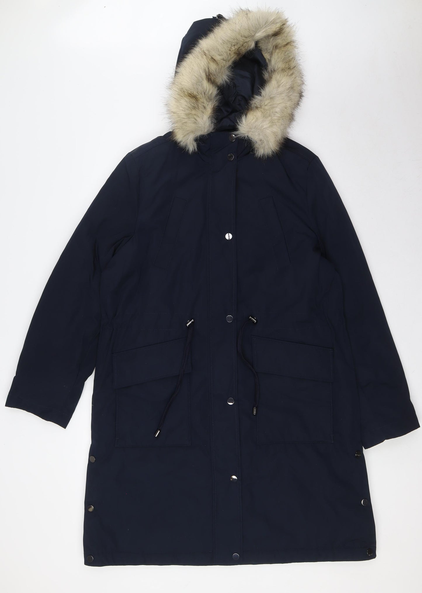 Marks and Spencer Womens Blue Parka Coat Size 14 Zip