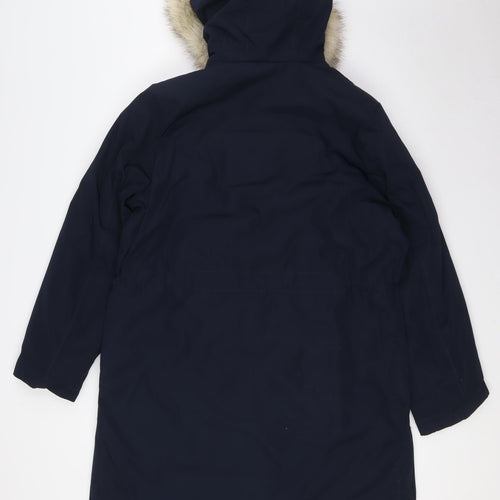 Marks and Spencer Womens Blue Parka Coat Size 14 Zip