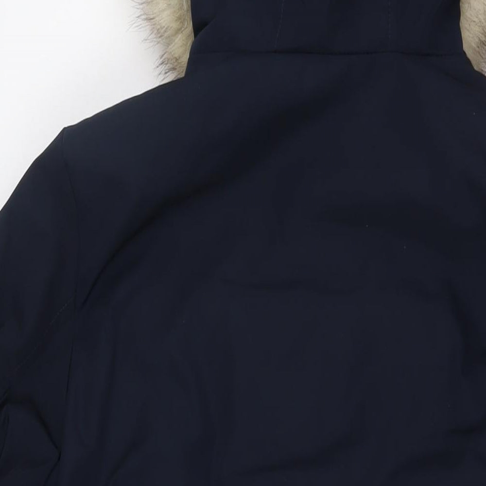 Marks and Spencer Womens Blue Parka Coat Size 14 Zip
