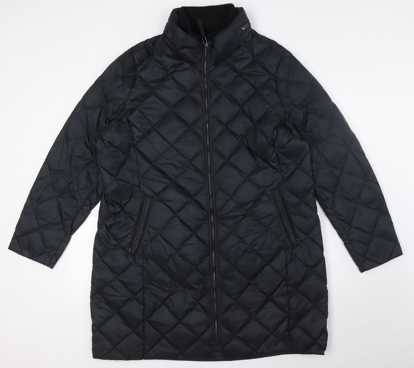 Marks and Spencer Womens Black Quilted Coat Size 18 Zip
