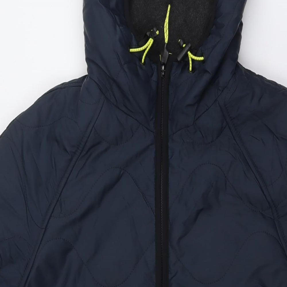 Marks and Spencer Womens Blue Quilted Coat Size 8 Zip