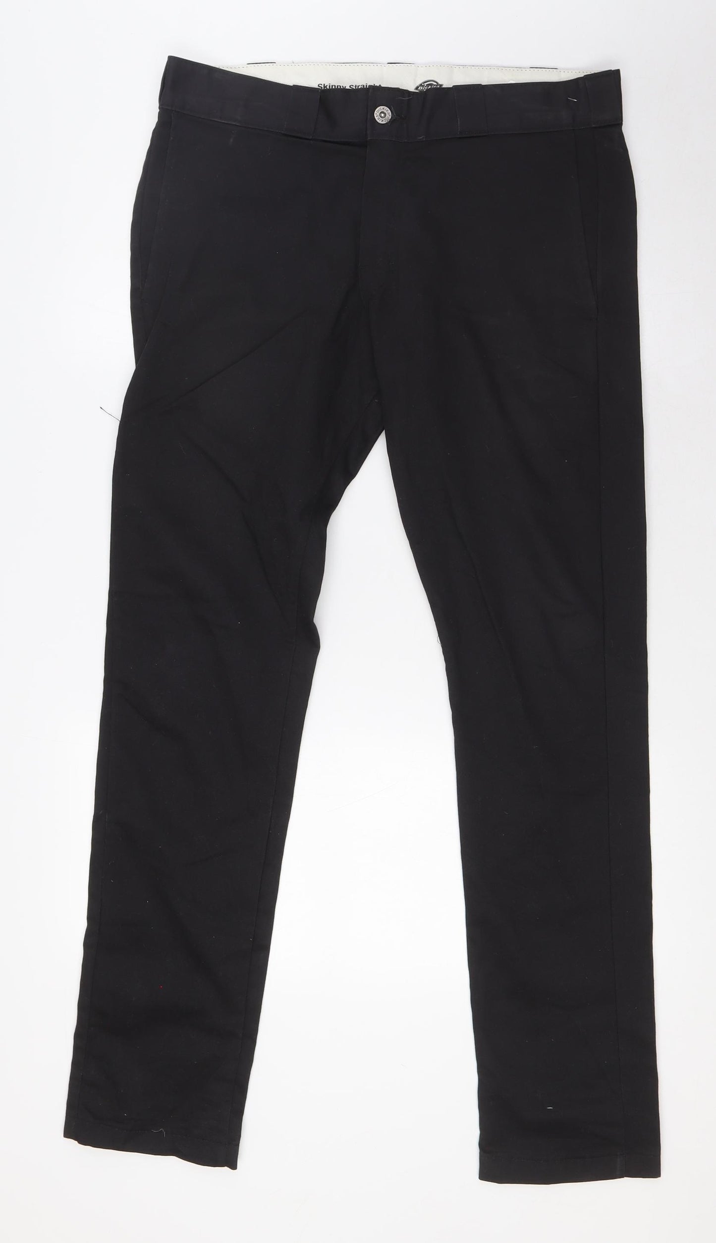 Dickies Mens Black Cotton Trousers Size 33 in L32 in Regular Zip
