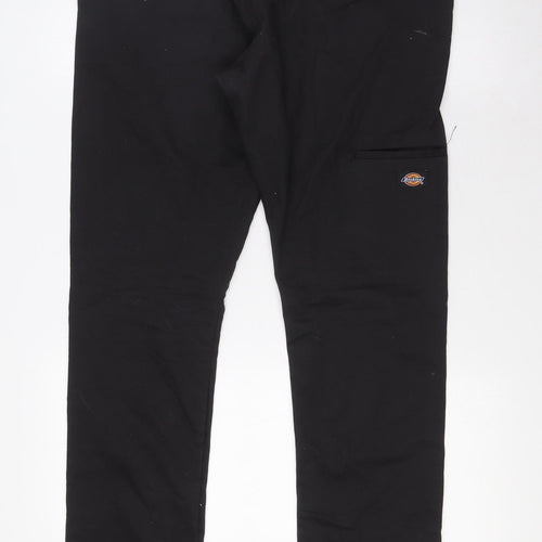 Dickies Mens Black Cotton Trousers Size 33 in L32 in Regular Zip