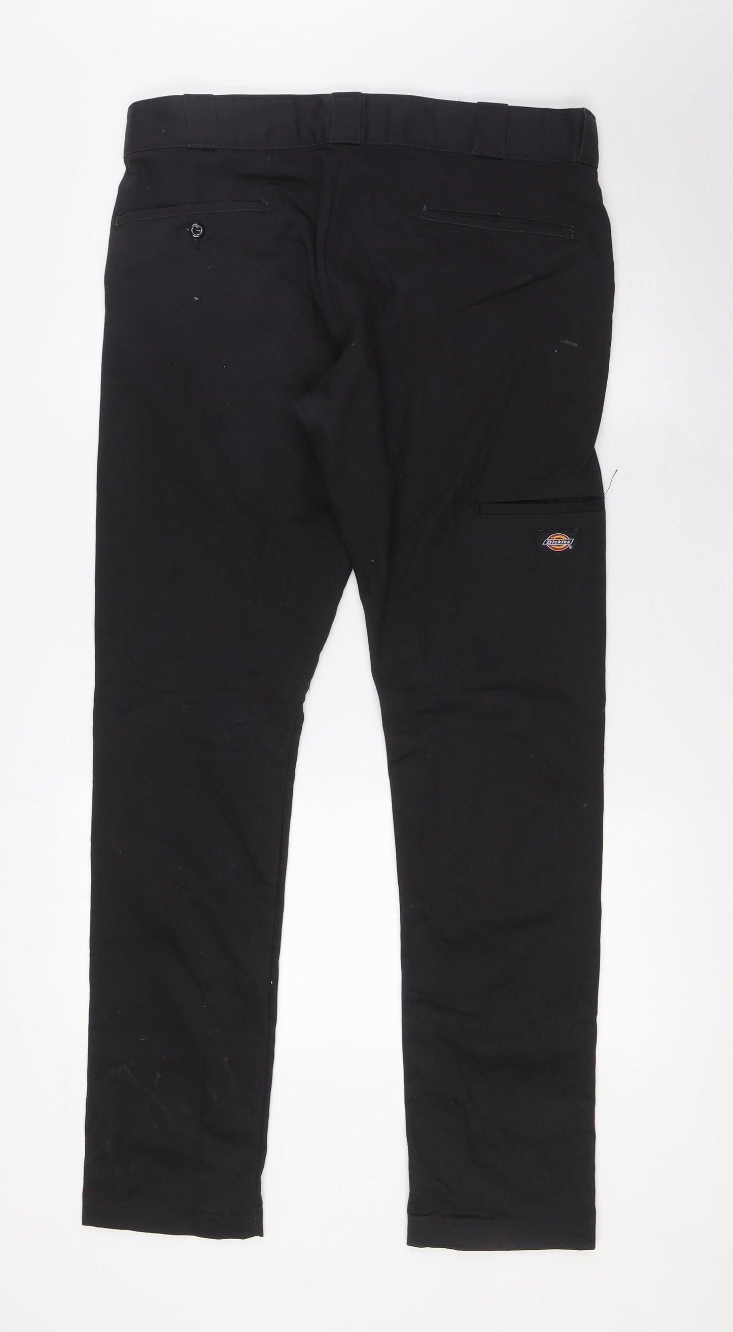 Dickies Mens Black Cotton Trousers Size 33 in L32 in Regular Zip