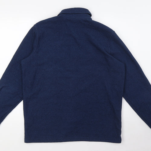 Lands' End Womens Blue Polyester Basic Button-Up Size S Collared