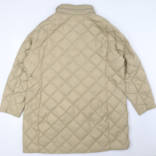 Marks and Spencer Womens Beige Quilted Coat Size 22 Zip - Hood