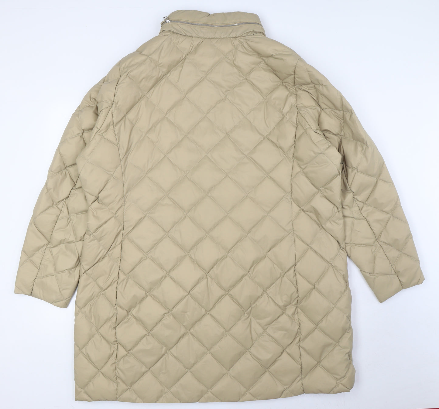 Marks and Spencer Womens Beige Quilted Coat Size 22 Zip - Hood