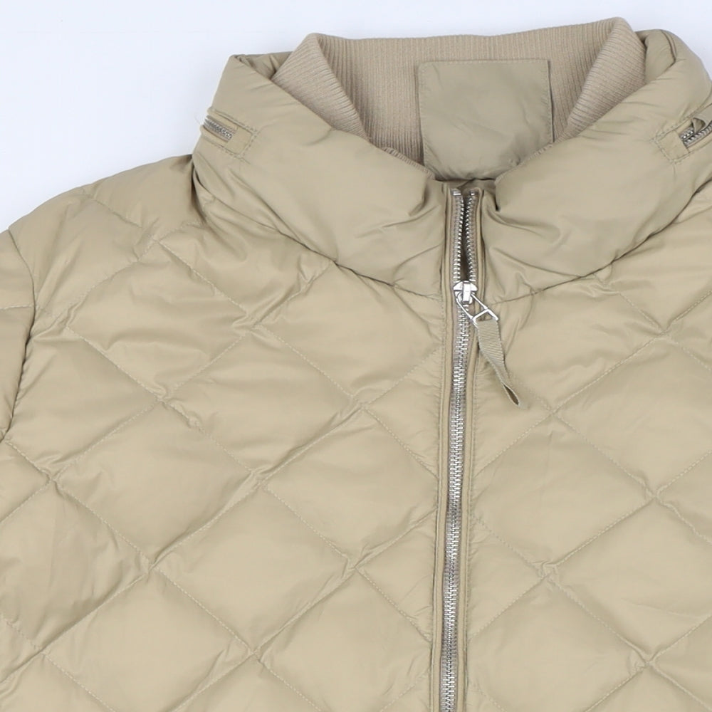 Marks and Spencer Womens Beige Quilted Coat Size 22 Zip - Hood