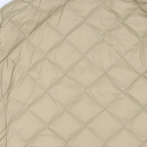 Marks and Spencer Womens Beige Quilted Coat Size 22 Zip - Hood