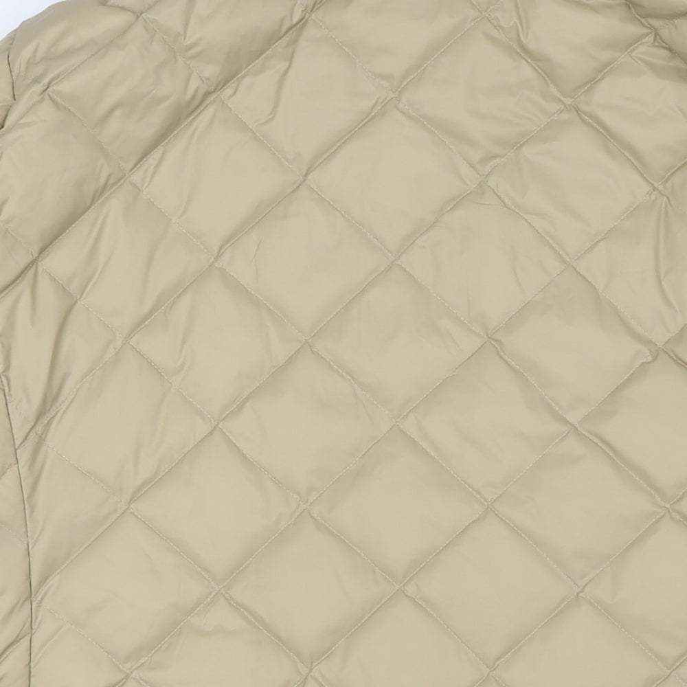 Marks and Spencer Womens Beige Quilted Coat Size 22 Zip - Hood