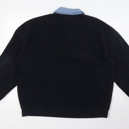Dazy Womens Black 100% Polyester Pullover Sweatshirt Size L Zip - Denim